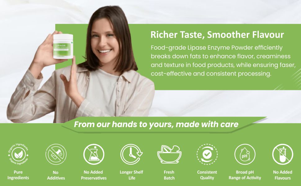 Ingredients Fungal Lipase Enzyme Powder 125g | Food Grade & Bakery Grade | Fat Degrading Enzyme | Wide pH Range | Heat Stable | Food & Industrial Processing Use
