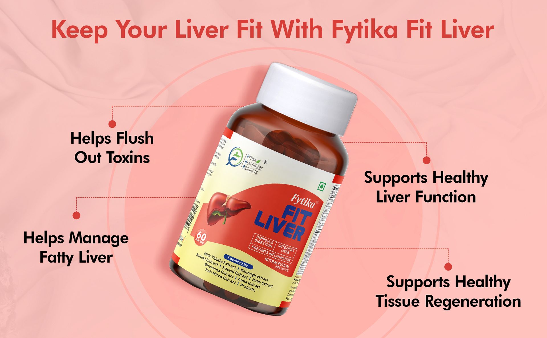 Fytika Fit Liver-120 Tablets | Liver Detox Supplement | For Healthy and Strong Liver | Enriched with Milk Thistle, Kutaki, Kalmegh, Bhumi Amla and Probiotics