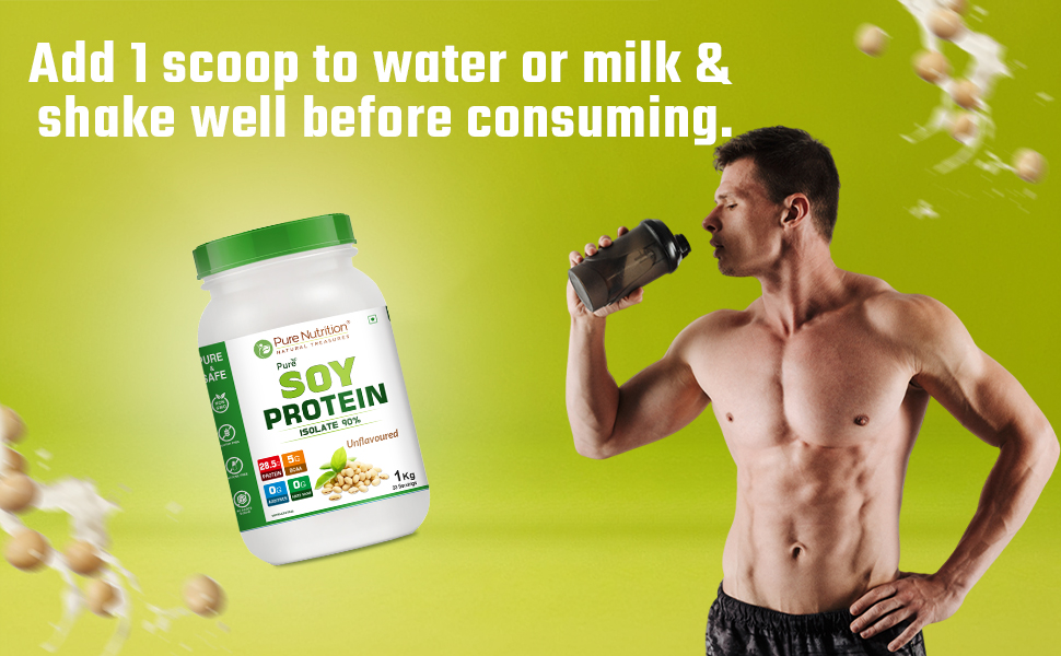 Pure Nutrition Soy Protein Isolate Powder | 90% Soy Protein Isolate with 27g Protein per Serving | Plant Based Vegan Protein Powder for Muscle Growth, Recovery & Weight Management | Low Carb Gluten Free Soya Protein Powder for Men & Women - 1kg Unflavoured