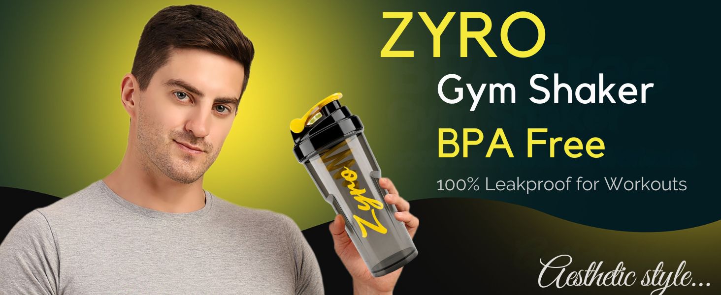 Zyro Cyclone Blender Shaker Bottle 700ml BPA-Free Plastic Black