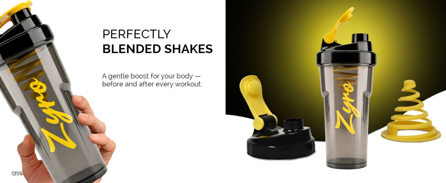 Zyro Cyclone Blender Shaker Bottle 700ml BPA-Free Plastic Black