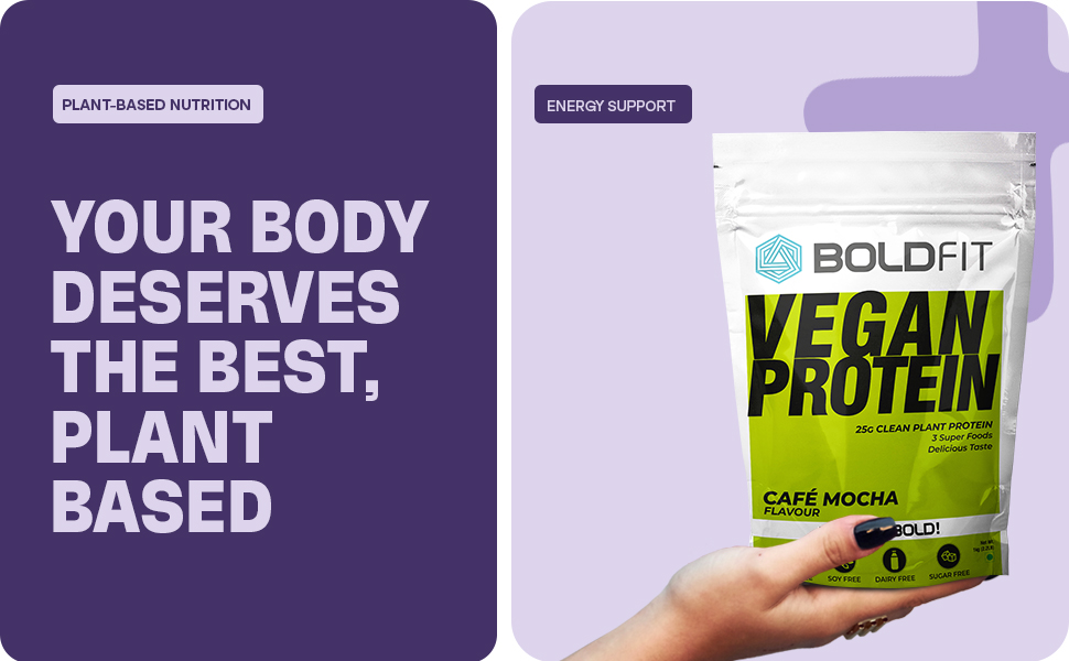 Boldfit Plant Based Protein Powder For Men & Women - Vegan Plant Protein Powder For Men & Women - Supports Metabolism, Immunity & Antioxidant - Cafe Mocha 500Gm