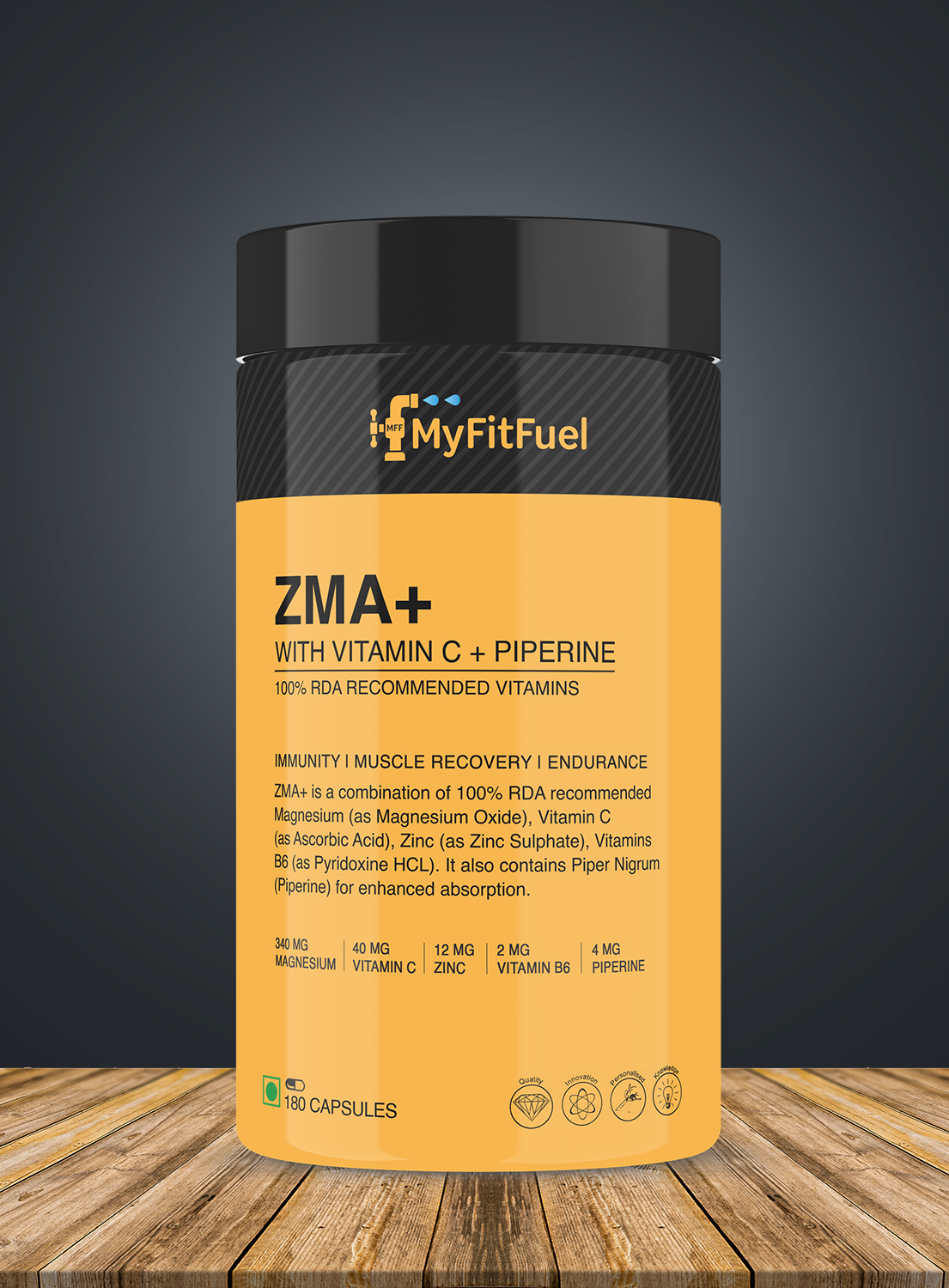 MyFitFuel ZMA+ (90 Tablets) (Zinc, Magnesium Aspartate, Vitamin B6, Vitamin C & Piperine 95%) | ZMA Supplement For Men & Women. HIgh Absorption, For Muscle Recovery, Sleep & Strength | Reduces Cramps & Fatigue