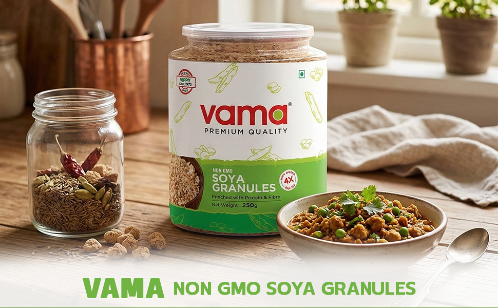 Vama Soya Mince Granules 250g | 99% Fat Free & Gluten Free | High Protein Nutrient-Rich Soya Chunks Alternative | Healthy Meal Ingredient