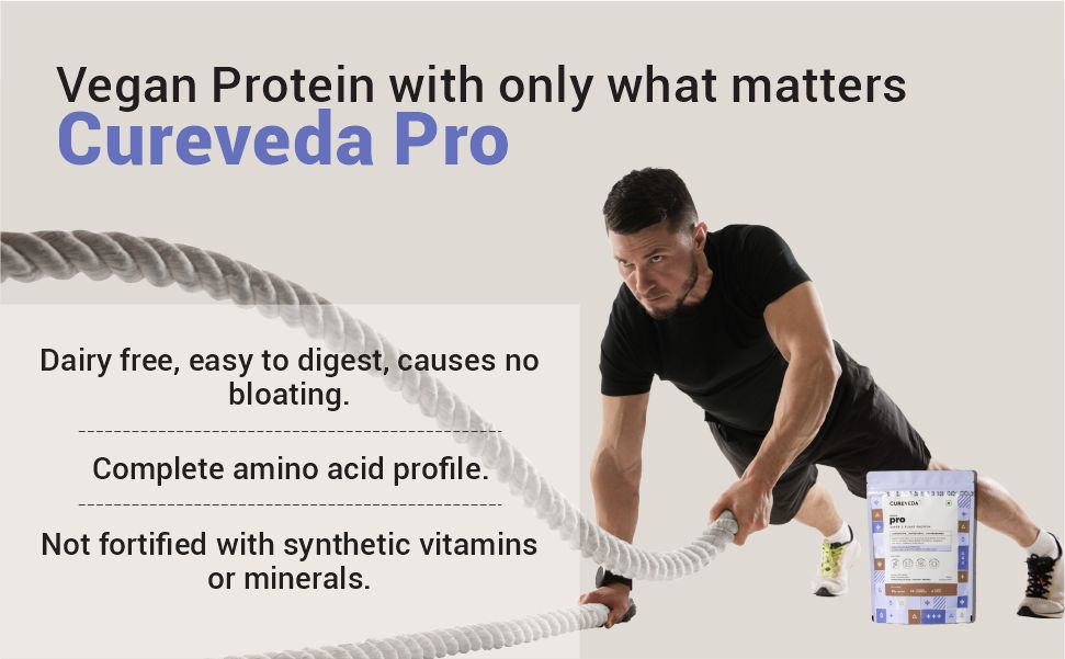 Cureveda Pro+ Chia Hydrolyzed Plant Protein Powder | 26g Protein, 4.7g BCAA | Canadian Pea Protein Isolate + Whole Chia Seeds | Vegan, Easy to Digest, No Stevia, No Gums 500gms