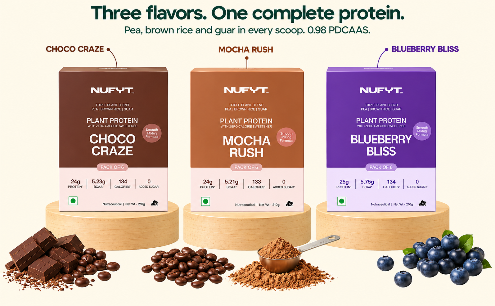 Blueberry Plant Protein Powder Sachets | Pack of 6 x 35g (210g) | 25g Protein Per Sachet | Pea + Brown Rice + Guar Blend | No Added Sugar, Vegan, Soy & Gluten Free | Blueberry Bliss
