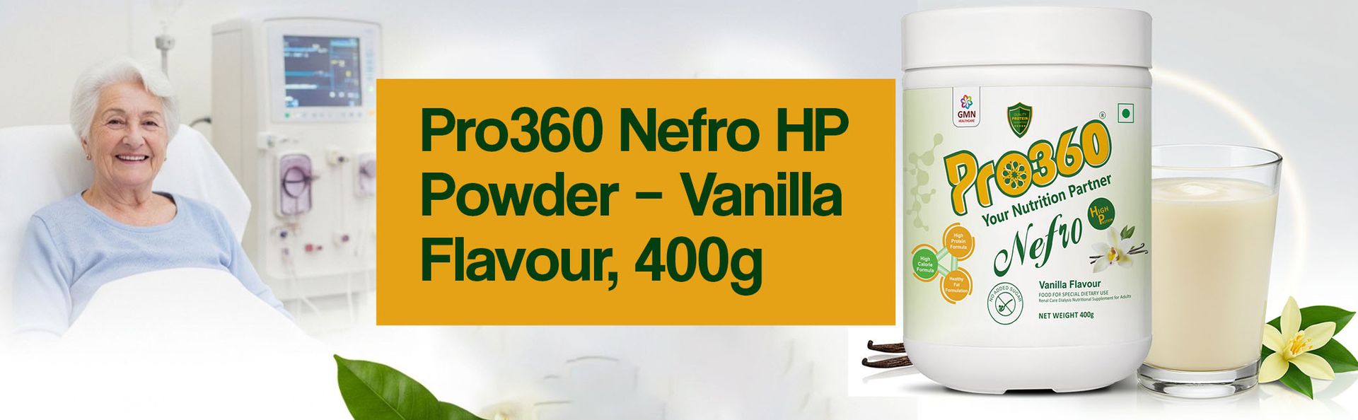 Pro360 Nefro HP Powder – Vanilla Flavour, 750g – High Protein Dialysis Care Nutritional Supplement for Renal Support – Vanilla Protein Powder with L-Taurine, L-Carnitine & Essential Nutrients