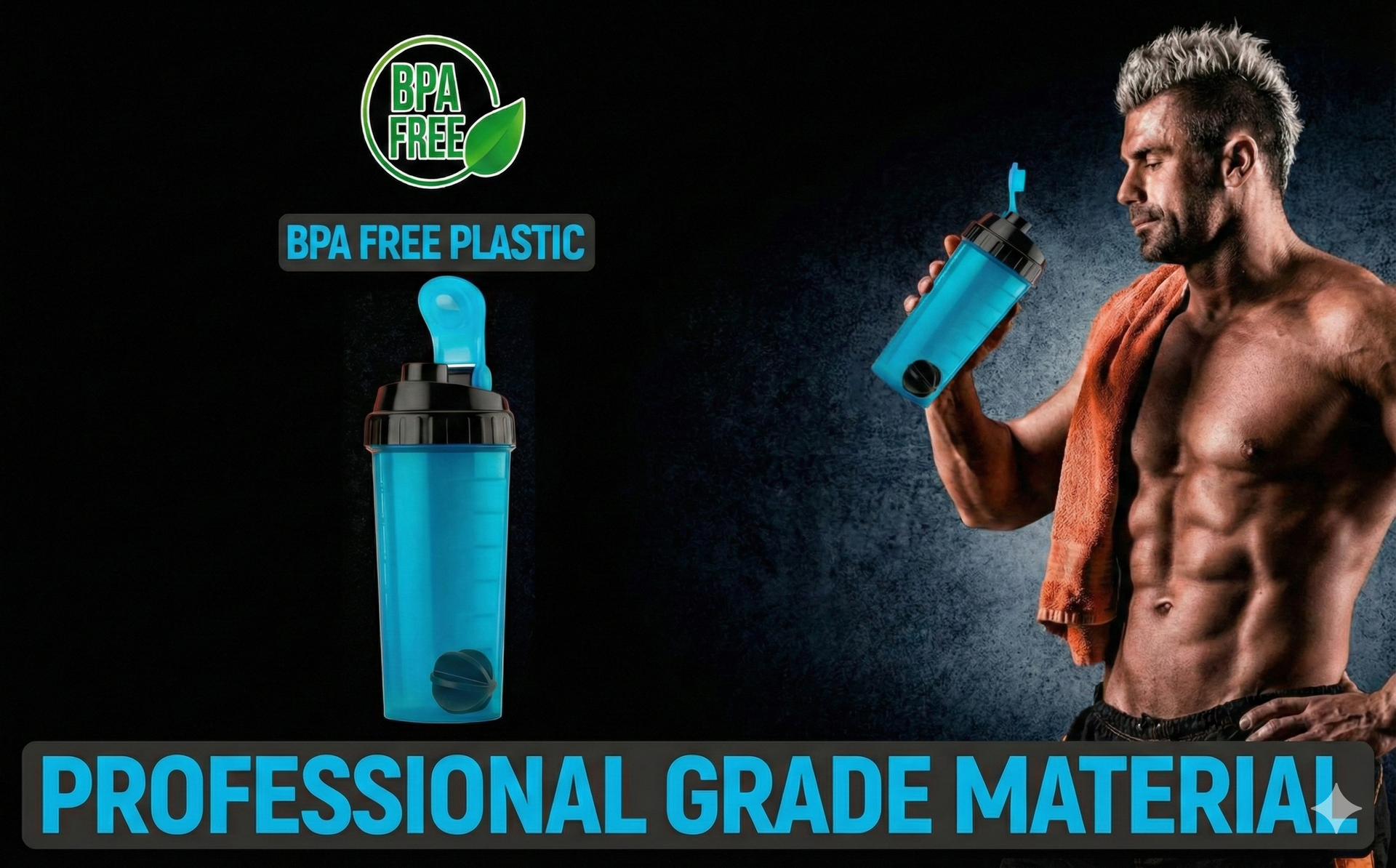 Premium Shaker Bottle for Protein Powder | Durable BPA-Free Plastic | With Measurement Markings and Secure Flip-Cap Lid | Ideal for Gym, Travel, and Sports (700 ml)