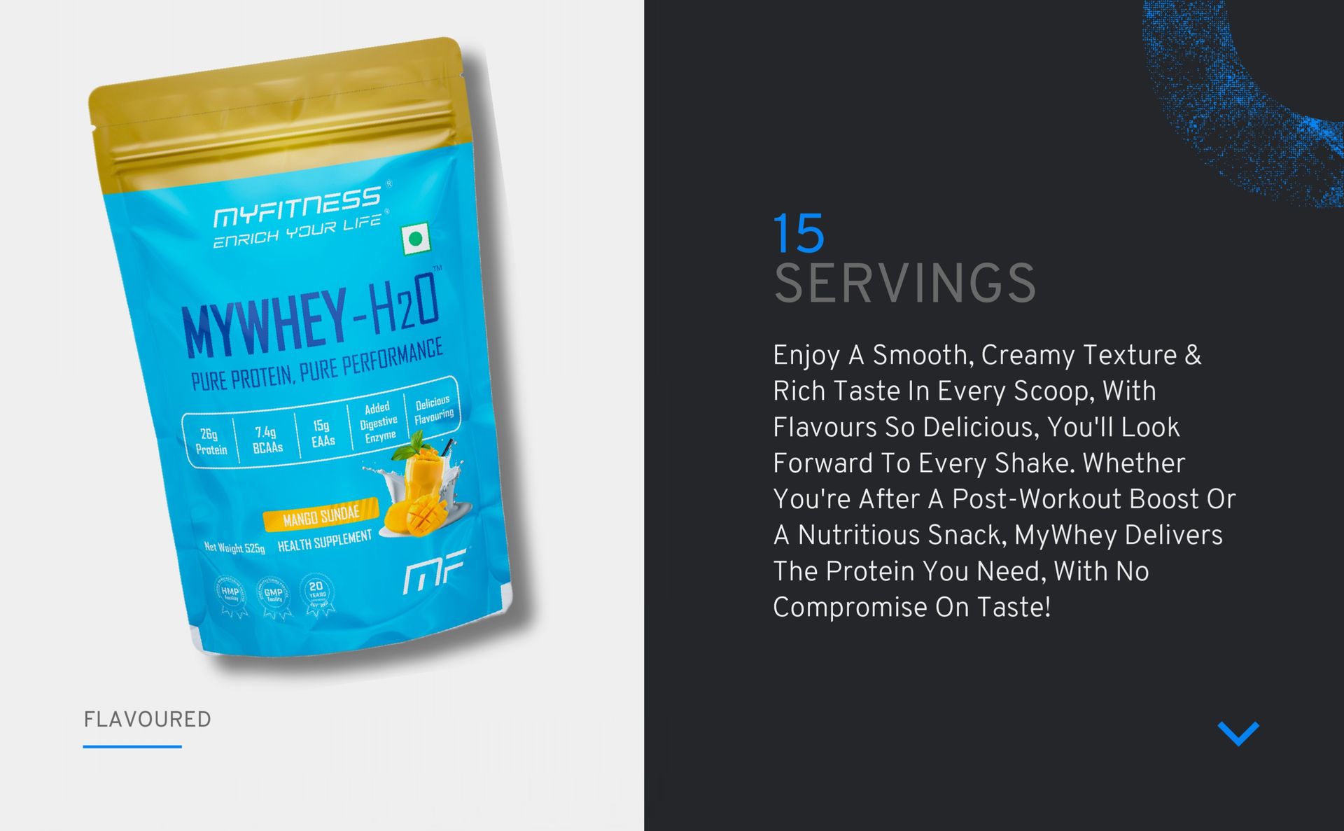 Myfitness Protein Powder 525g | Mywhey H2O | 26g Protein Per Serving | Concentrate & Isolate Blend | Added Digestive Enzymes | Whey Protein Powder (525g (Pack Of 1), Chocolate Brownie)