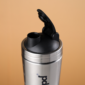 Pumpd Stainless Steel Protein Shaker Leakproof Gym Bottle with Wire Blending Ball 750ml | Durable, Odor & BPA Free | Ideal for Protein Shakes | Water Bottle (Silver)