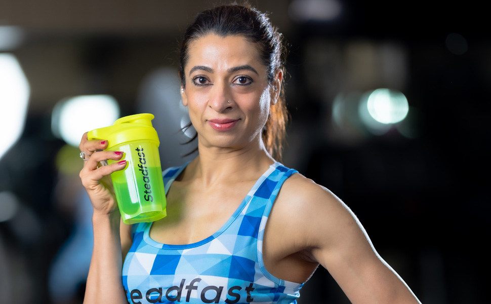 Steadfast Nutrition Protein Shaker Blender 400ml Bottle for Whey Protein Mix, Cycling, Gym Water Bottle with Blender Ball (Neon Blue Shaker)