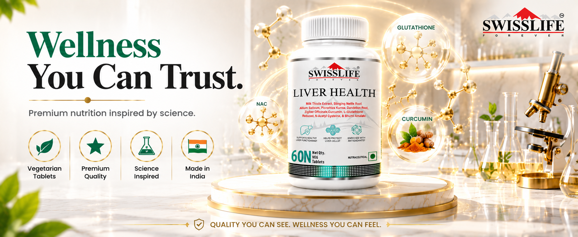 SwissLife Forever Liver Detox & Fatty Liver Support Tablets, 60 Veg