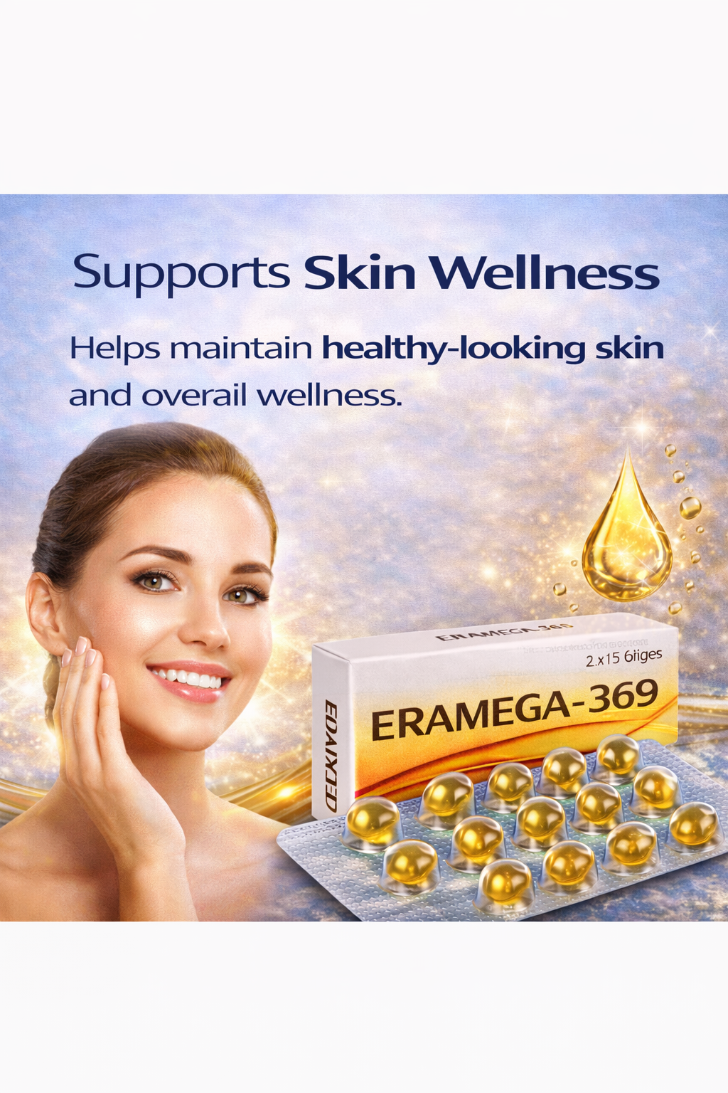 ERAAS Eramega 369 Omega 3 High Strength Pure Fish oil for Heart, Brain & Joints Fish Oil 300 mg Omega 3 200mg Omega 6 100 mg Omega 9 with EPA & DHA | Pack of 30 Softgel Capsules