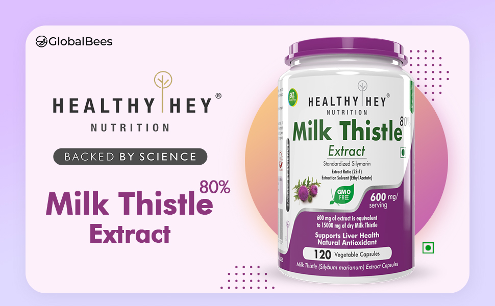 HealthyHey Nutrition Milk Thistle Capsules for Liver Health - High Strength -Extract - 120 Veg. Capsules