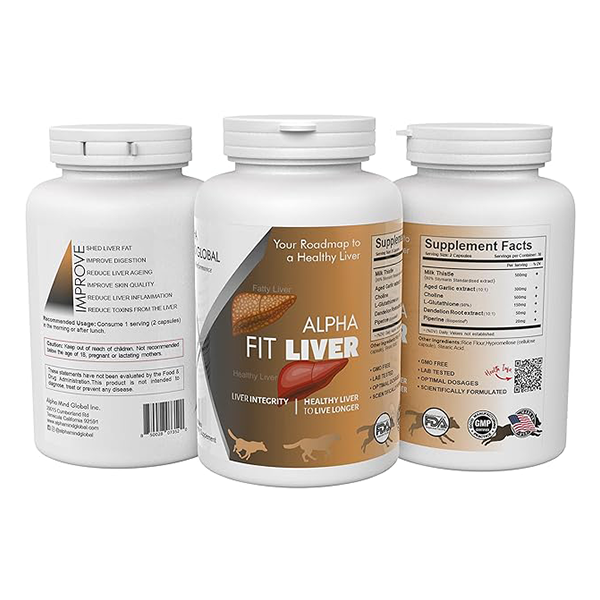 Alpha-Fit Liver Cleanse Detox & Repair Capsules | Milk Thistle, L-Glutathione, Aged Garlic Extract, Choline & Dandelion Root | Liver Health & Fatty Liver Support Supplement for Men & Women | 60 Capsules