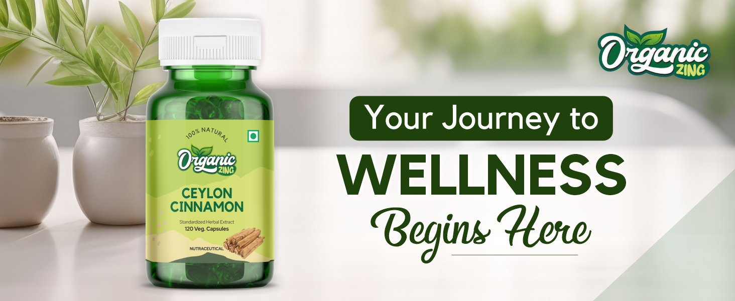 Organic Zing Ceylon Cinnamon Supplement Pills USDA certified - 1200mg 120 Capsules
