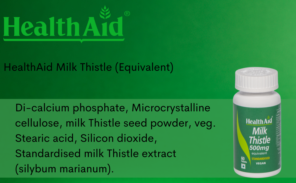 HealthAid Milk Thistle – Liver Support Supplement with Antioxidant Benefits | Supports Liver Cleansing & Healthy Function | For Men & Women – 60 Vegan Tablets