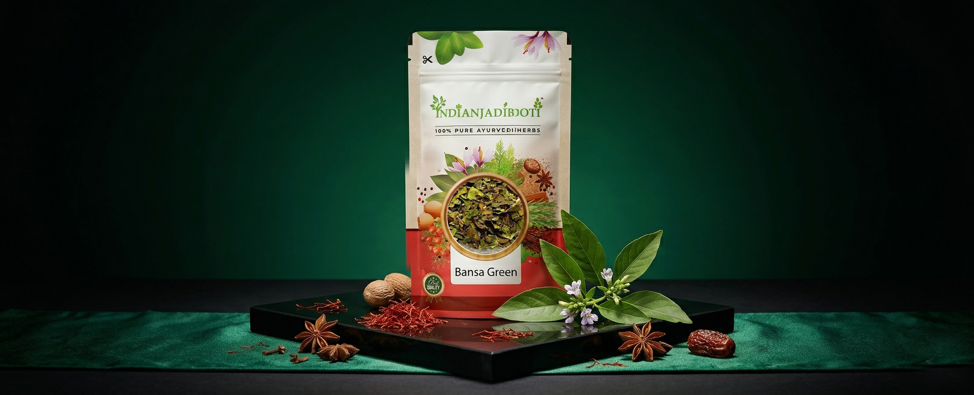 IndianJadiBooti Pure Bansa Green Leaves (Vasaka/Adhatoda Vasica) | Traditional Ayurvedic Botanical for Respiratory Wellness, Clear Breathing & Throat Comfort (900 Grams)
