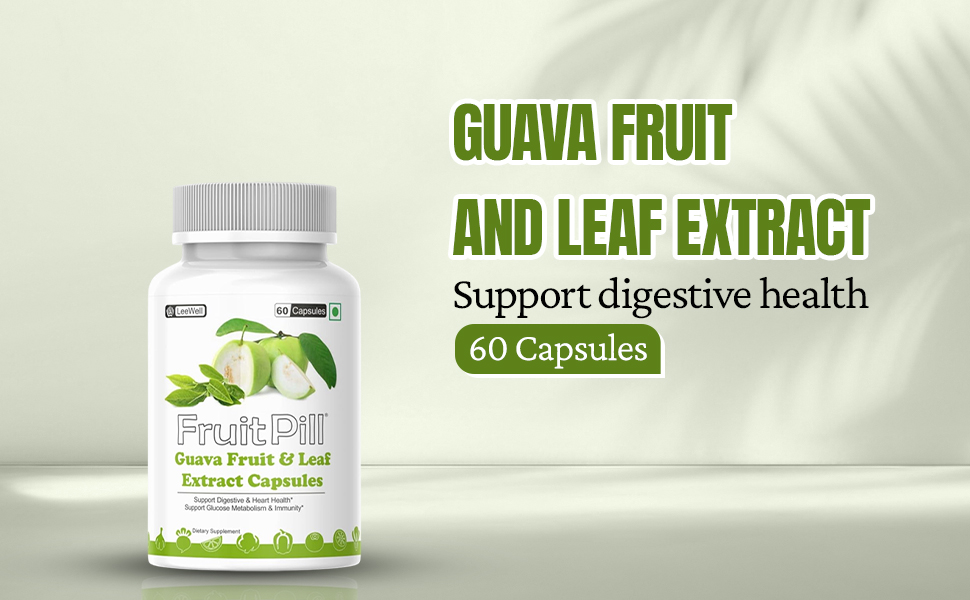 (LeeWell) Guava Fruit Extract and Guava Leaves Extract, Rich in Vitamin C, Fiber, and Antioxidants, Support Detoxification, Anti-inflammatory and Antimicrobial- 60 Capsules