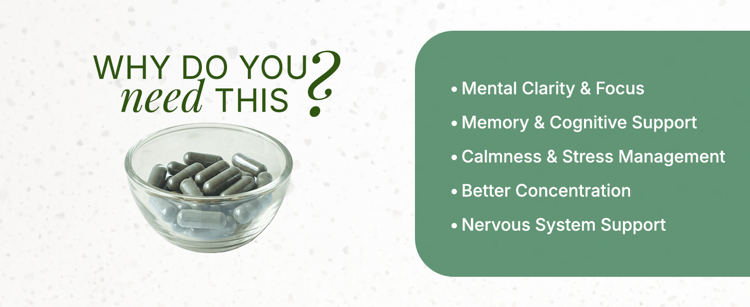 Neat Everyday Brahmi & A2 Ghee Capsules | Ayurvedic Nootropic for Memory, Focus & Mental Clarity | Brain Booster with Shankhpushpi | Stress & Anxiety Relief | 30 Capsules