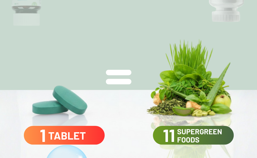 G-11 Tablets | 11 Super Green Foods Supplement | Natural Gut Health Supplement with Garcinia, Spirulina, Green Tea, Moringa | 30 Veg Tablets