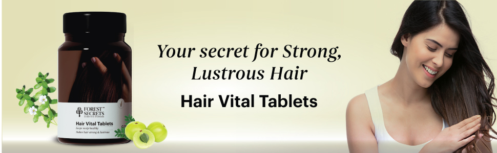 Ayurvedic Hair Vital Tablets | Hair Fall Control Supplement | Strengthens Roots | Improves Hair Texture | Brahmi, Amla, Mulethi | 60 Tablets | Pack of 2
