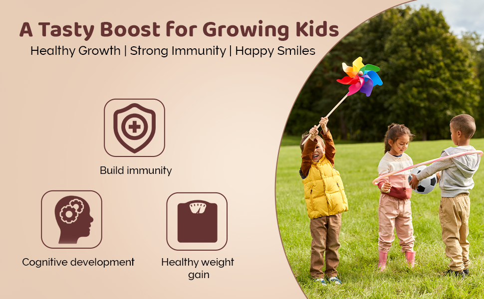 Kidvediks Kids Protein Powder for 2–6 Years (350g) | Nutrition Drink Mix | Health Drink for kids - 23Vitamins & Minerals ,DHA, Moringa, calcium,zinc| No Refined Sugar, Artificial Flavours or Preservatives| Chocolate Flavour | Super Food | Supports Healthy Growth & Immunity Booster| With Almonds, Walnuts, Ashwagandha & Mulethi