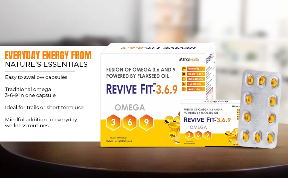 Revive Fit 369 Capsules | Omega 3-6-9 Herbal Wellness Supplement | Daily Nutrition Support | Easy-to-Swallow Capsules – 10 Capsules