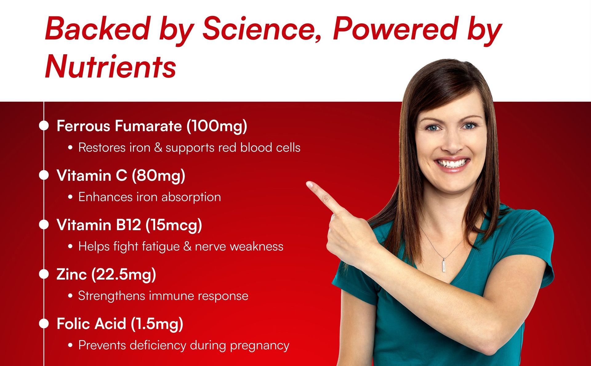 5-in-1 Daily Iron Support Formula | Combines Ferrous Fumarate, Folic Acid, Vitamin C, Zinc and Vitamin B12 in one tablet | Support normal haemoglobin formation, energy levels and overall wellness | The Ultimate Therapy for Iron Deficiency | Pregnancy & Lactation Support | Compensate Blood Loss During menses | Combat General Weakness | Boosts Energy & Immunity | 100 Veg Tablets