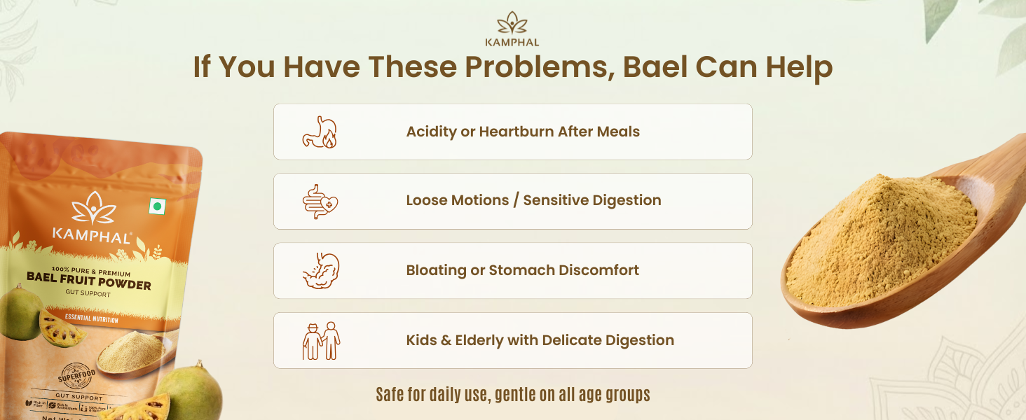 Bael Fruit Powder 200 gm for Acidity, Gas & Digestion | Bael Sharbat | 100% Pure Natural Bilva | Natural Cooling | Supports Loose Motions, IBS & Gut Health | No Sugar or Additives | Fine Mixable Powder