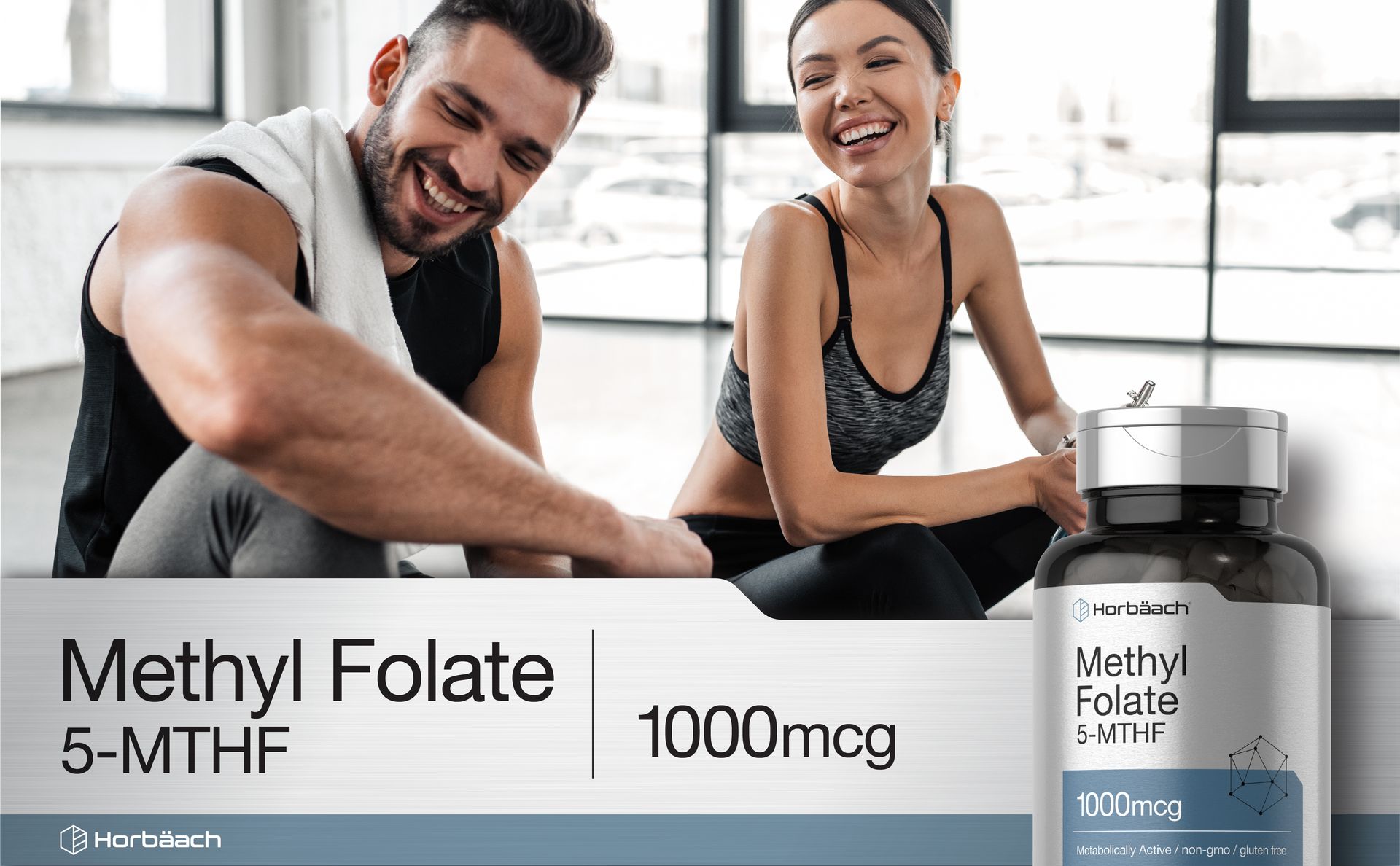 Horbäach Methyl Folate Supplement | 1000 mcg | 200 Capsules | 5-MTHF
