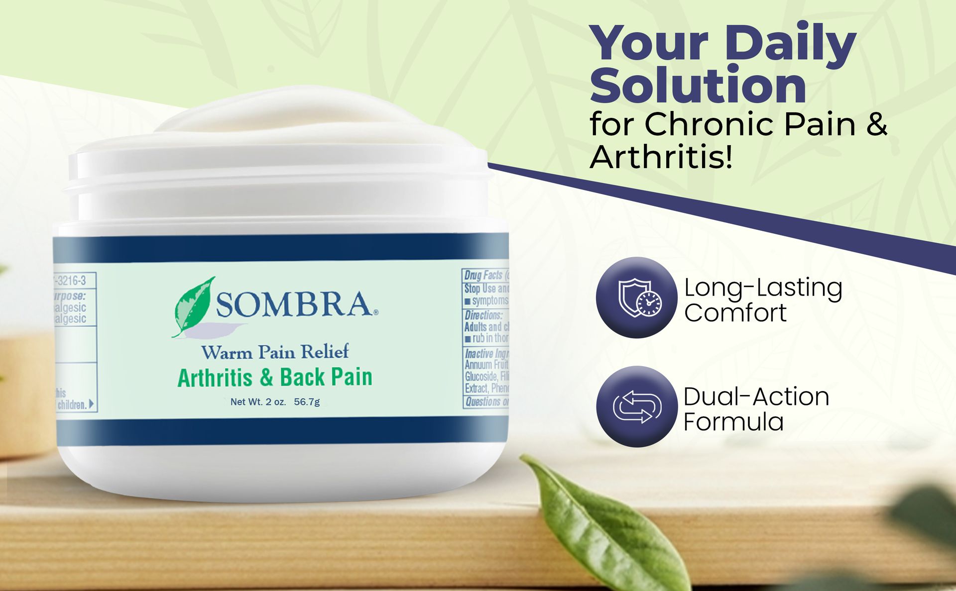 Sombra Warm Pain Relief 2 oz Jar for Arthritis, Back Pain & Pre-Exercise