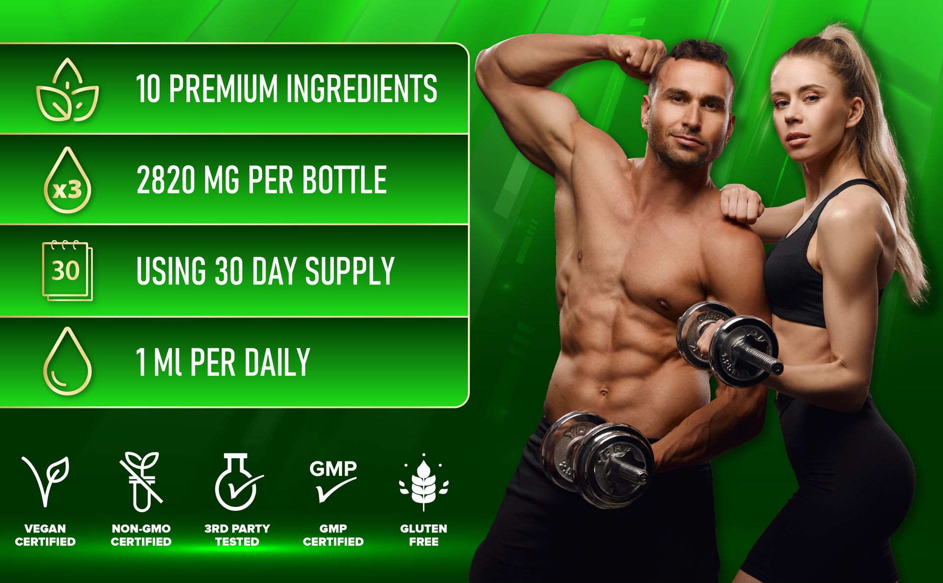 10in1 Magnesium Glycinate Liquid Drop with Omega-3, Vitamin D3, Vitamin B6, Ashwagandha, L-Theanine, Turmeric, Rhodiola Rosea, Elderberry, Lemon Balm - 1 FL Oz - 30 Days Supply