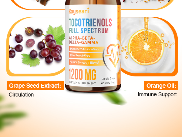 Full Spectrum of Tocotrienols Vitamin E Complex Liquid 1200mg, 1 Pack