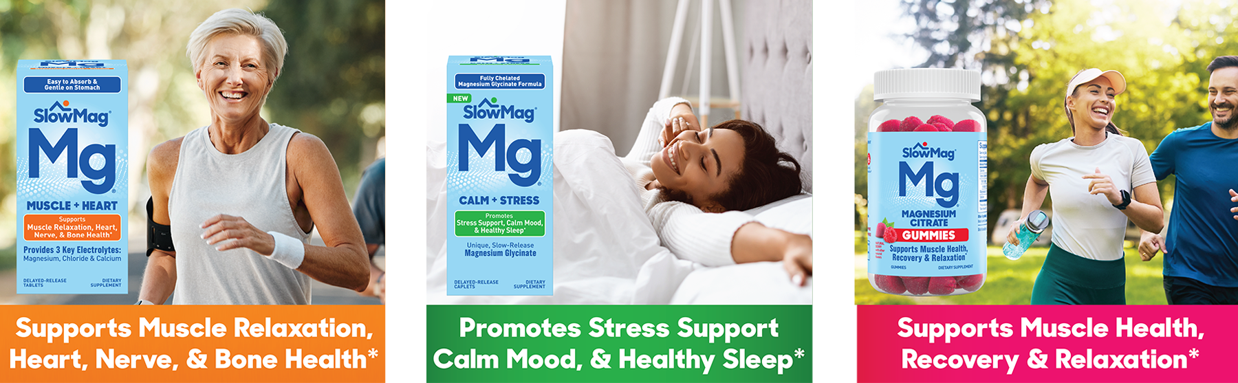SlowMag Magnesium Glycinate Caplets, 100 Count, Slow-Release, Calm & Stress Support, Healthy Sleep, Gentle on Stomach, Chelated Magnesium Glycinate Supplements for Women & Men