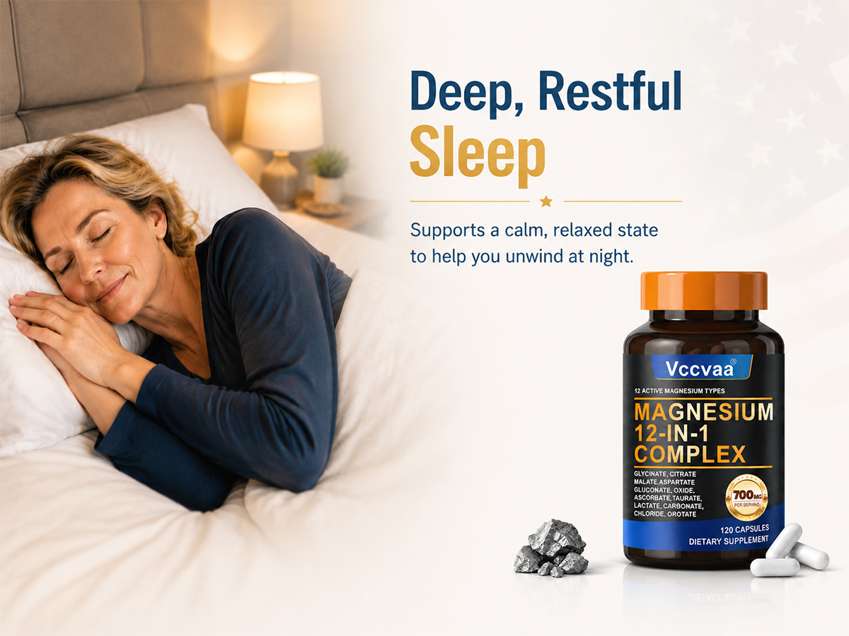 Magnesium Complex 700mg | 12-in-1 High Absorption Supplement | Glycinate, Citrate, Malate, Taurate & More | Sleep Support, Muscle Cramp Relief, Stress, Heart & Nerve Health | 120 Vegan Capsules