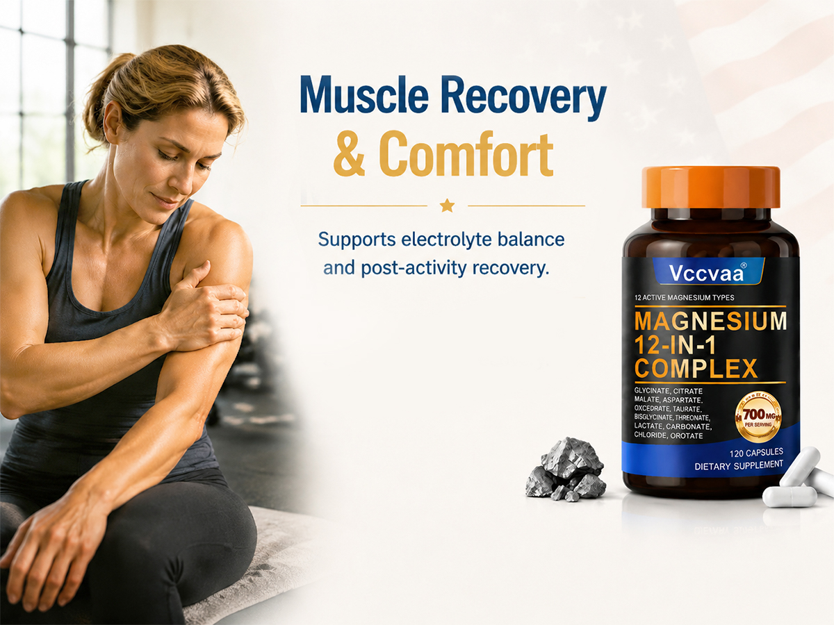Magnesium Complex 700mg | 12-in-1 High Absorption Supplement | Glycinate, Citrate, Malate, Taurate & More | Sleep Support, Muscle Cramp Relief, Stress, Heart & Nerve Health | 120 Vegan Capsules