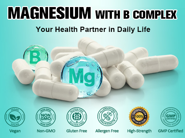 25-in-1 Magnesium Complex w/Methylated B Complex Women Men, 120 Vegan Caps