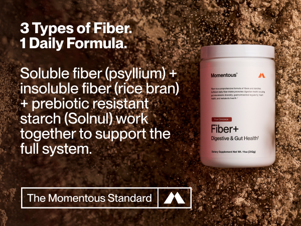 Momentous Fiber+, Psyllium Husk Powder, Multi-Source Blend, Pure Cinnamon