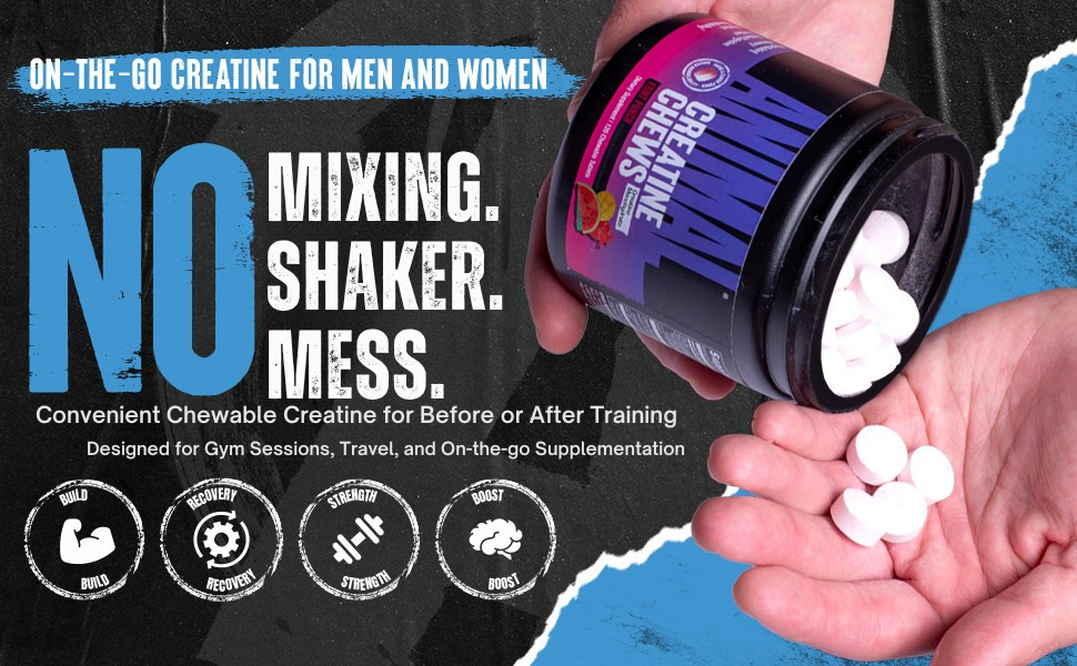 Animal Creatine Monohydrate Chews for Men & Women | Fruit Punch 120 Count