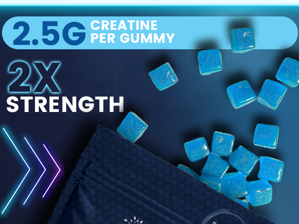 Creatine Gummies for Women & Men, Creatine Monohydrate Gummies, Blueberry