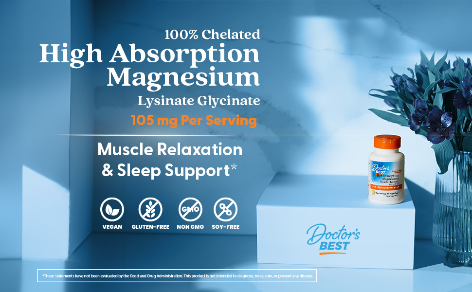 Doctor's Best High Absorption Magnesium Glycinate Lysinate, 120 Veg Caps