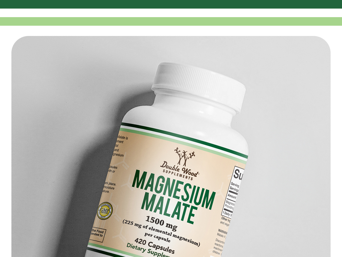 Magnesium Malate 1,500mg, Bioavailable + High Absorption, 420 Capsules