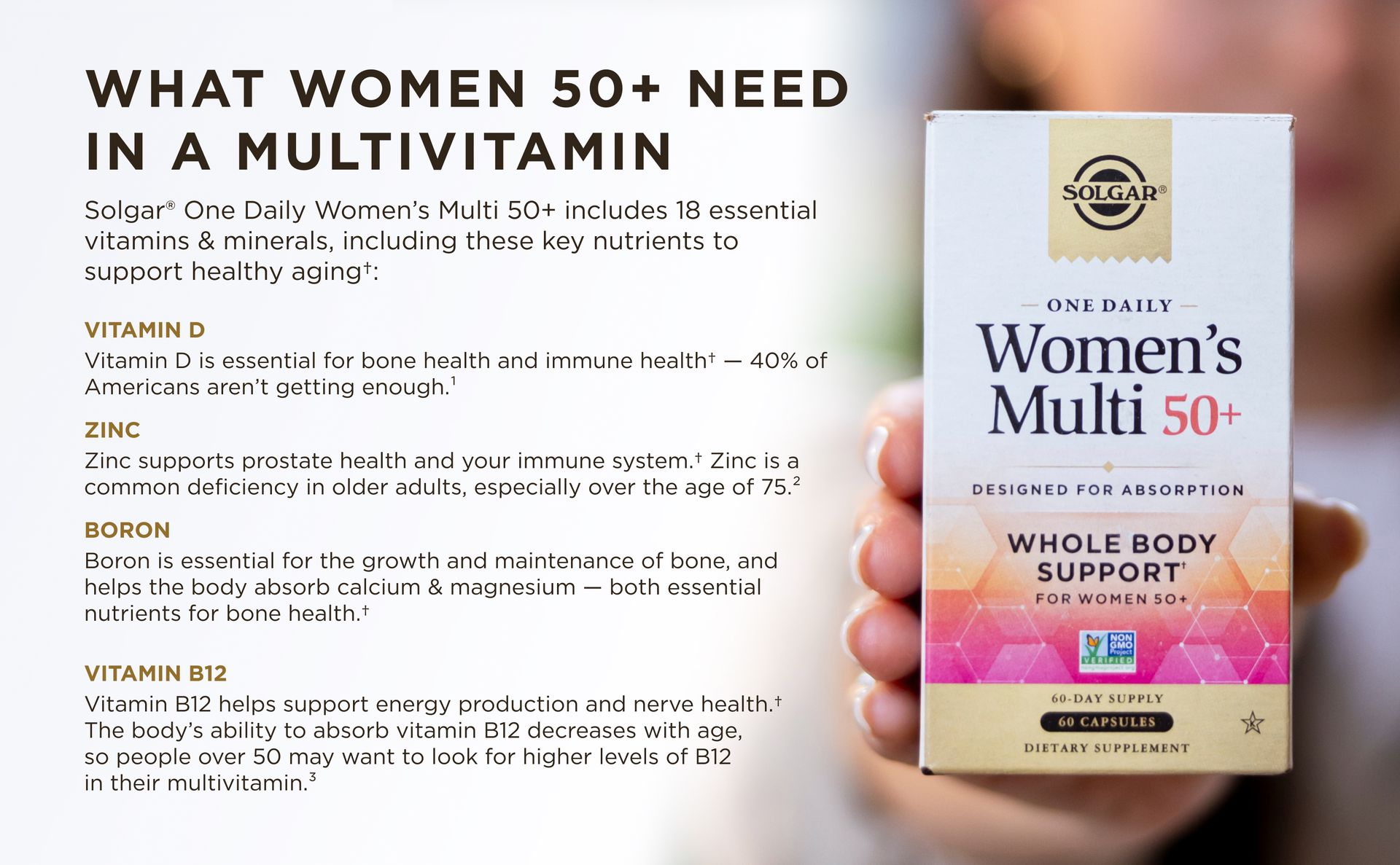 Solgar One Daily Women's Multi 50+ Multivitamin, 60 Vegan Capsules
