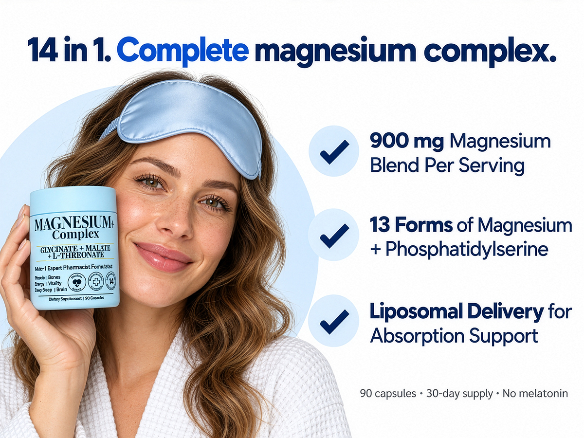 Magnesium Complex for Women & Men, 900mg, 13 Forms: Glycinate, L-Threonate