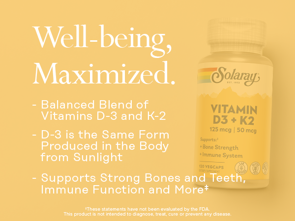 SOLARAY Vitamin D3 K2, 120 VegCaps
