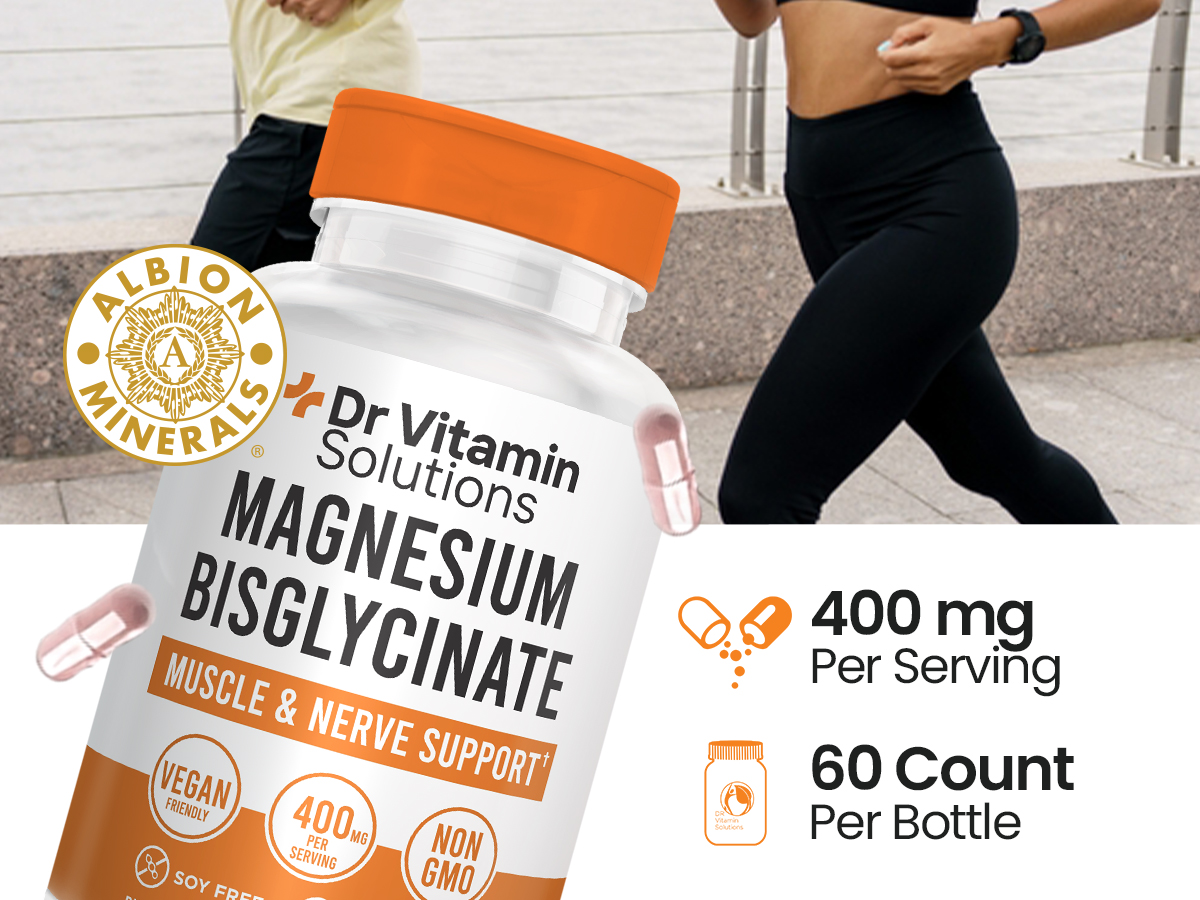 Magnesium Bisglycinate 400mg, Glycinate Chelate, High Absorption, 60 Caps