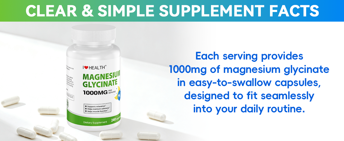 Magnesium Glycinate – Elemental Magnesium 200mg– 240 Capsules – High Absorption Magnesium Supplement for Relaxation, Calmness & Muscle Support – Gentle on Stomach – Made in USA