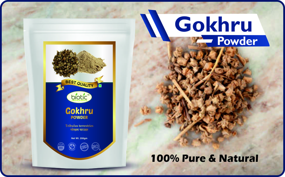 Biotic Natural Gokhru Powder 200gm - Tribulus Terrestris or Men - Gokshura Powder Organic - Gokharu Churna