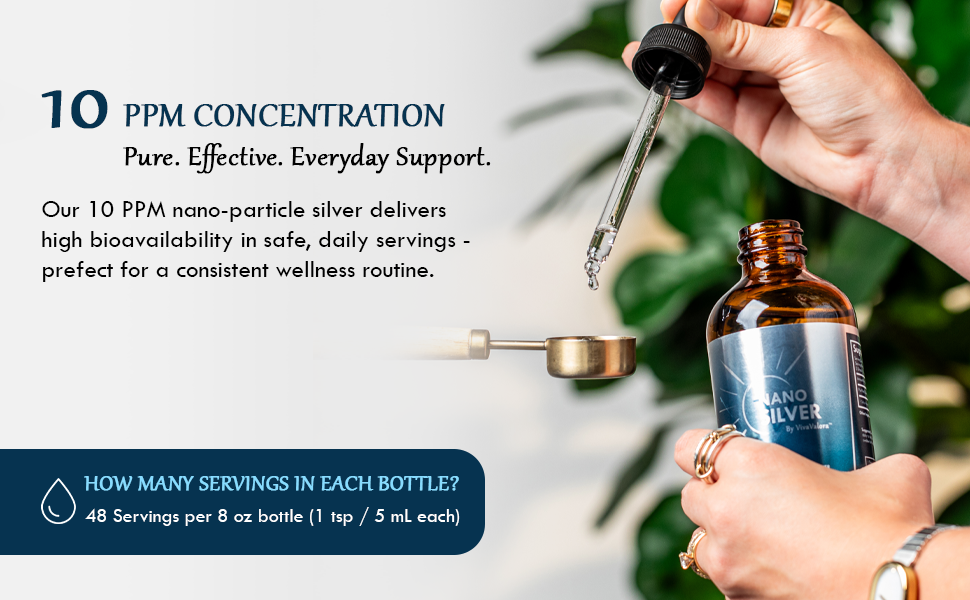 Colloidal Silver Liquid 10 PPM – Immune Support Supplement | Bio-Active Nano Silver, Amber Glass Dropper, Third-Party Lab Tested, Only 2 Ingredients, Made in USA, 8 fl oz